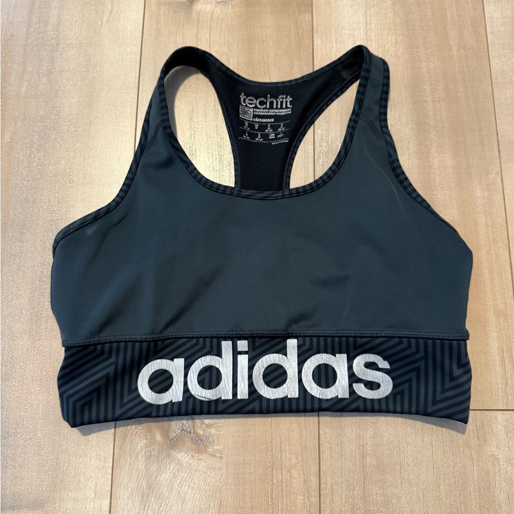 Adidas Women's Black and Gray Sports Bra